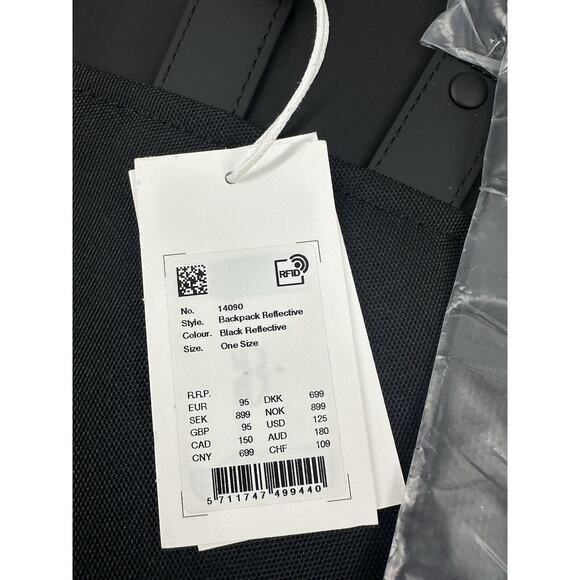 Rains Backpack Reflective Black Reflective 14090 Waterproof New With Tags - Picture 12 of 15